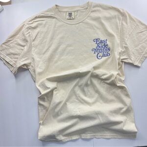 Comfort Colors Cream Tee with Blue 'East Side Tennis Club' Logo
